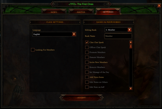 Diablo 3 - Clan Settings